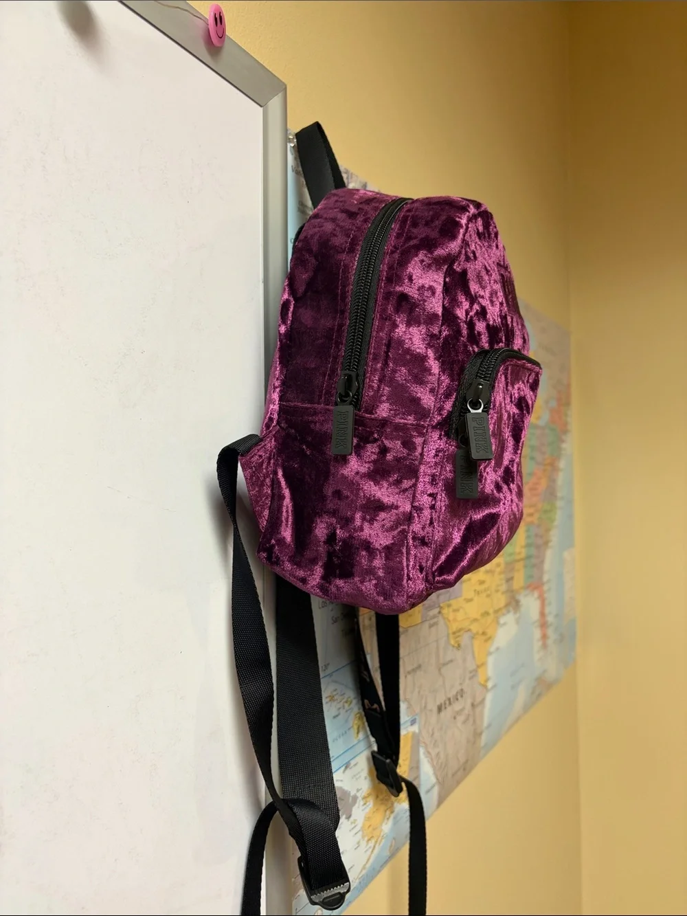 PINK Victoria's Secret Plush Velvet Mini Backpack in Magenta